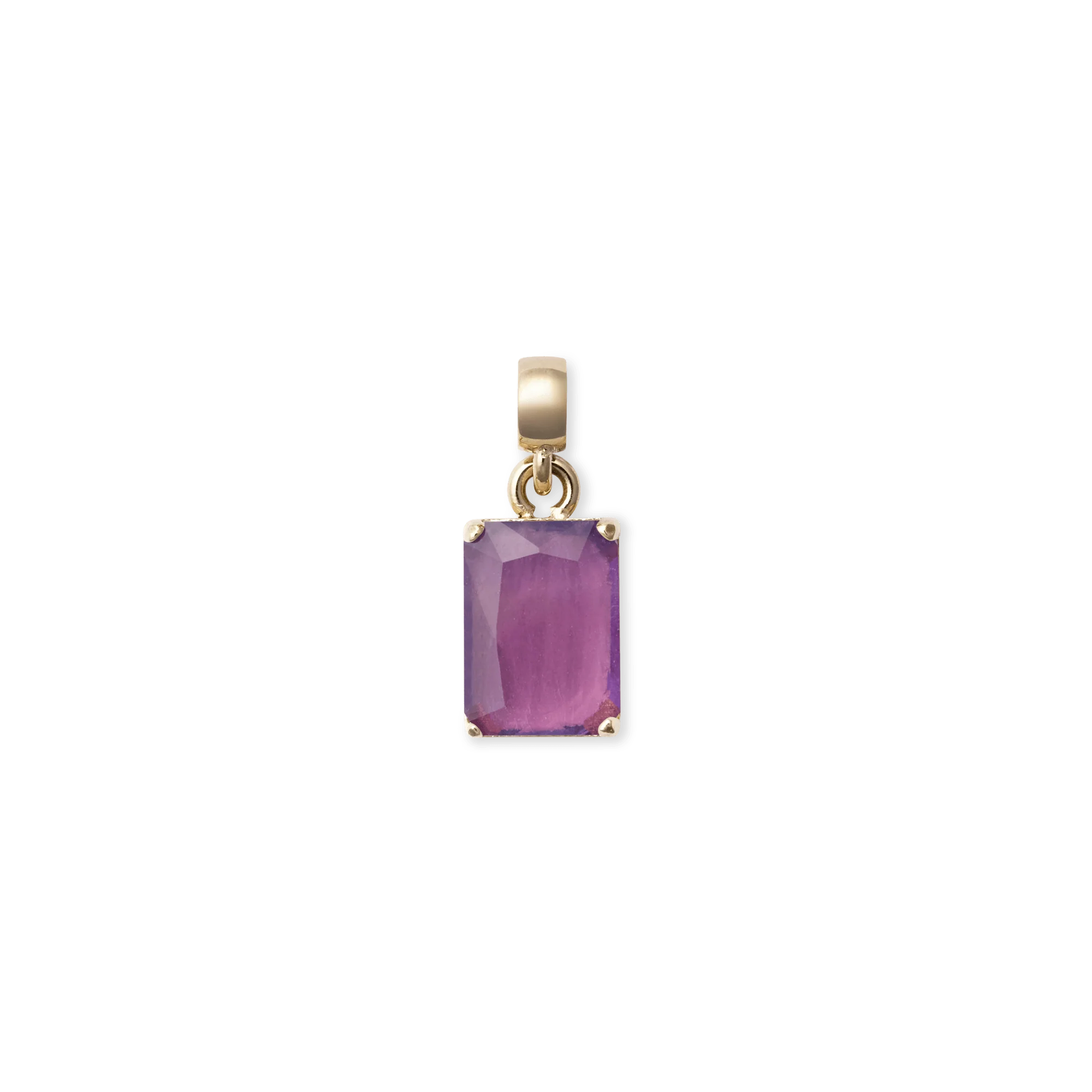 Amethyst Octagon Gold Charm