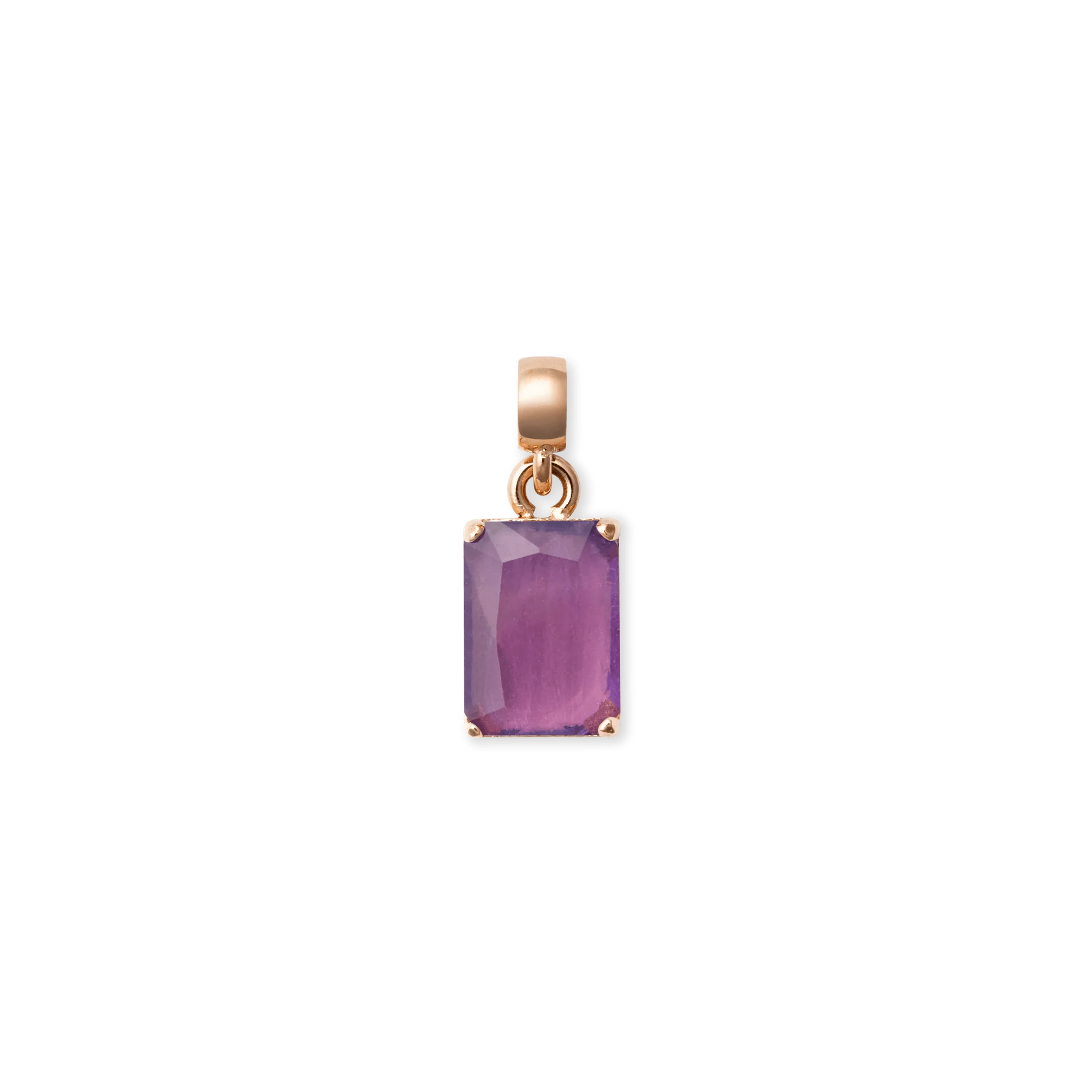 Amethyst Octagon Rose Gold Charm