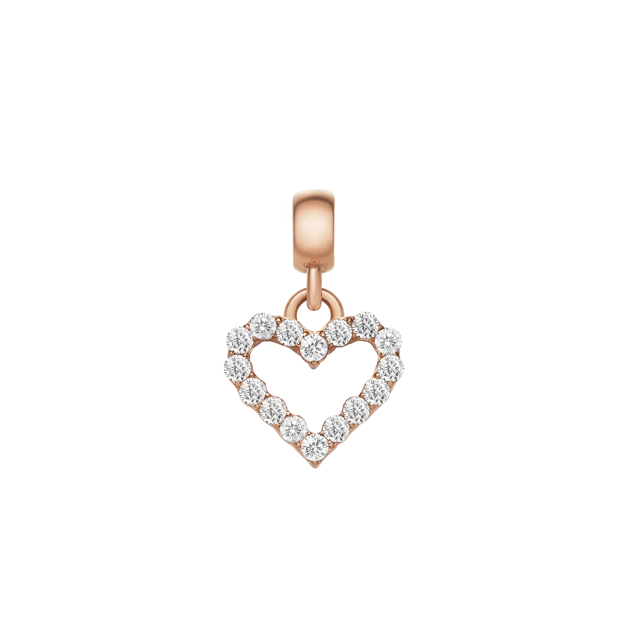 Heart Contour White Crystal Charm RG