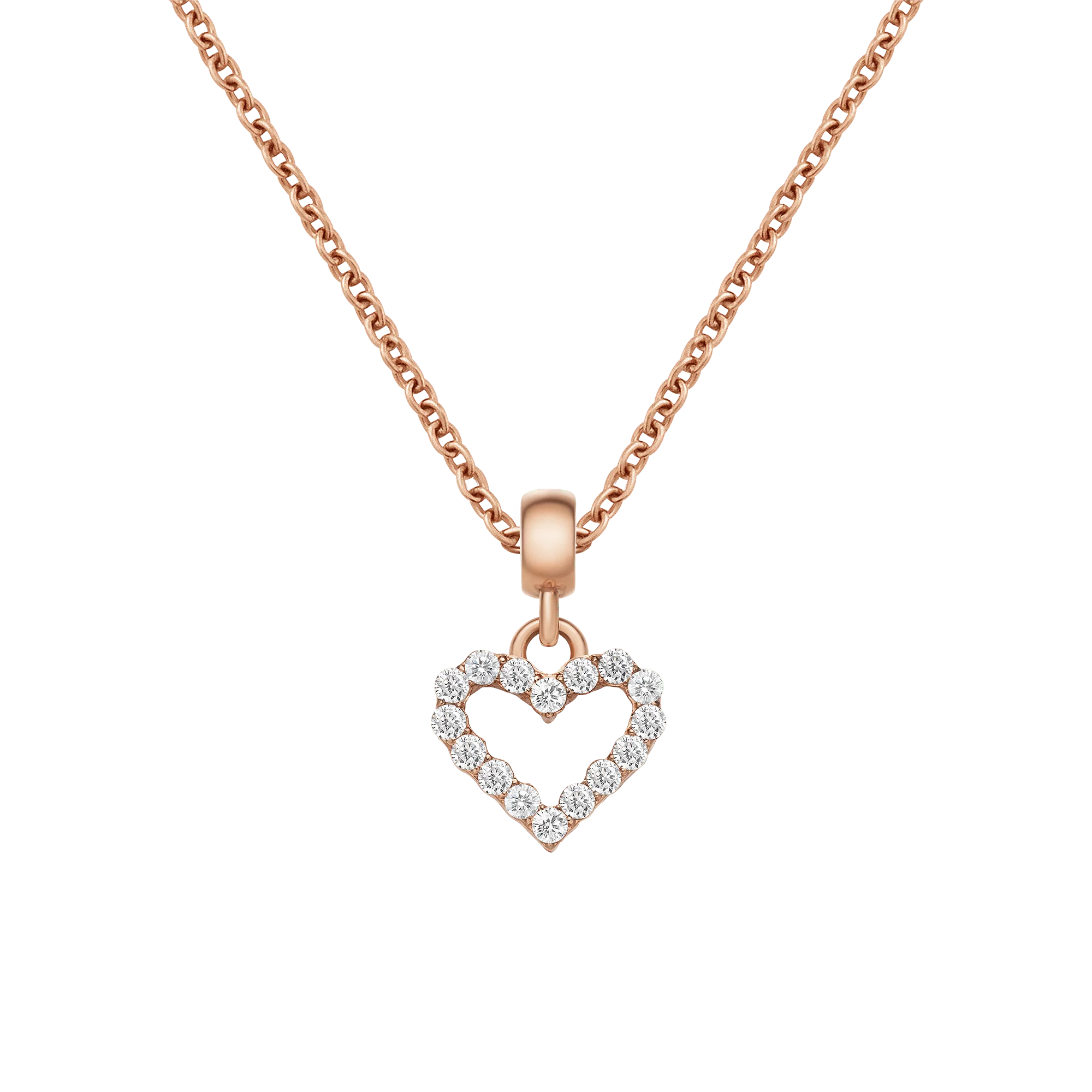 Heart Contour White Crystal Charm RG - Image 2