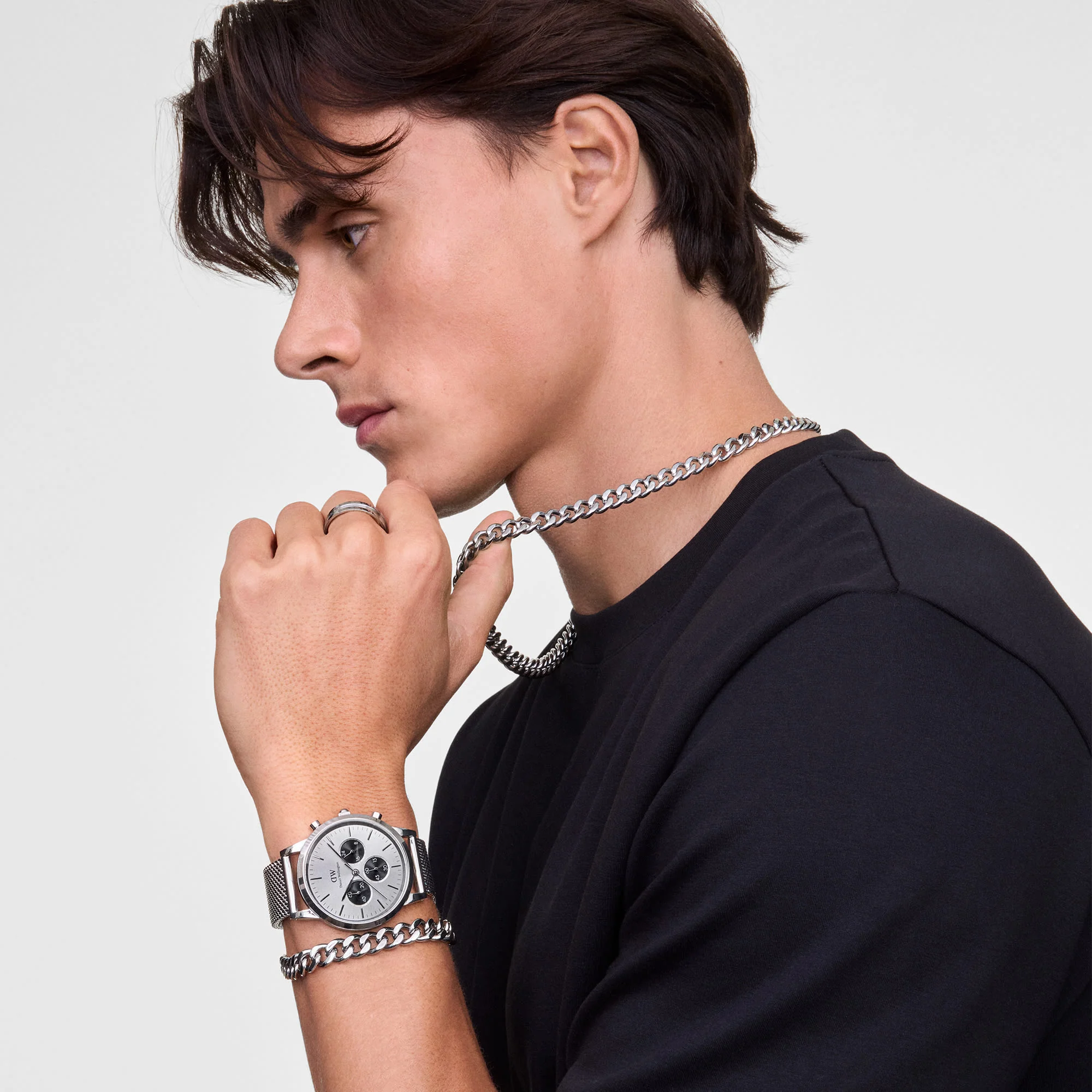 Ellipse Cuban Chain Bracelet Silver - Image 2