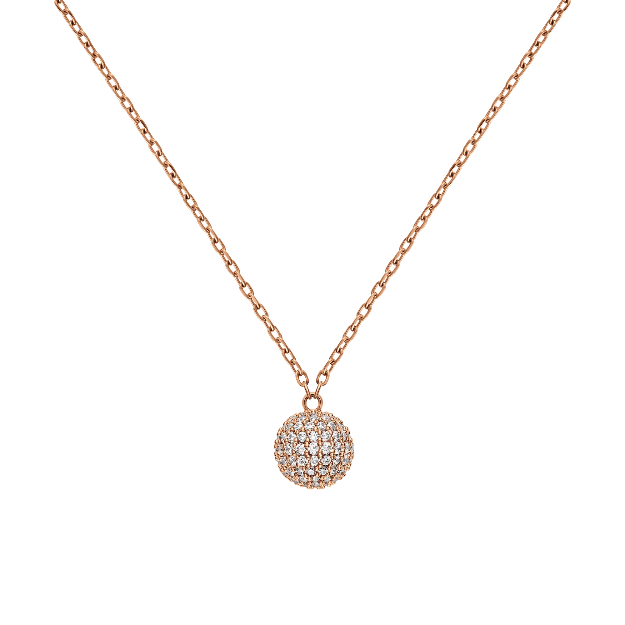 Pavé Crystal Pendant Necklace Rose Gold